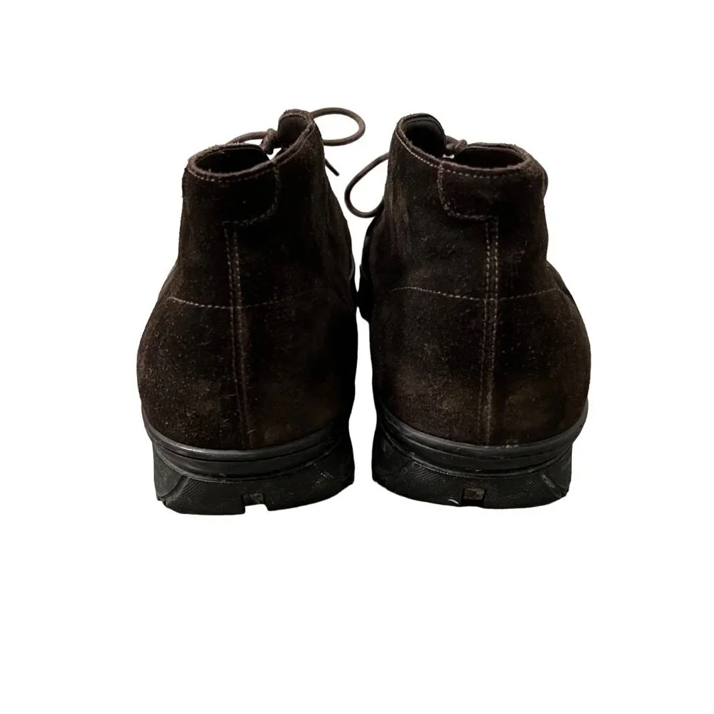 Salvatore Ferragamo Mens Deep Brown Suede Ankle Chukka Boots Size 9 E Wide